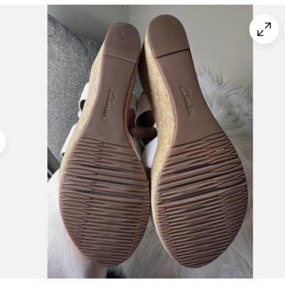 Clarks Sandals Womens 11 M Annadel Orchid Wedge Strappy Slingback White Leather - Picture 6 of 7